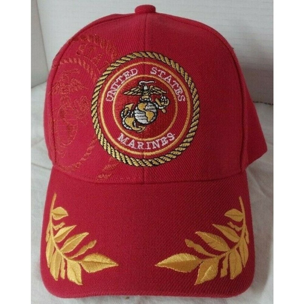 United States Marine Adult Baseball Cap Red (One Size Adjustable )